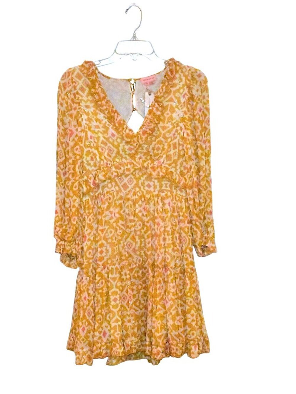 Anthropologie Not So Serious Marigold Boho Mini Dress Size XS